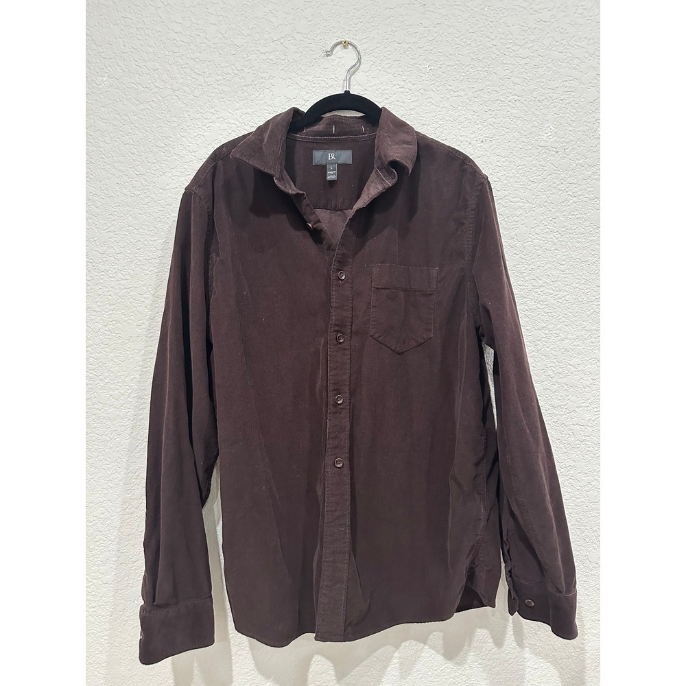 Banana Republic Mens Large Brown Corduroy Button Down Shirt Standard Fit Cotton